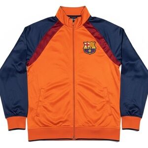 Men's Orange and Navy Track Jacket-L